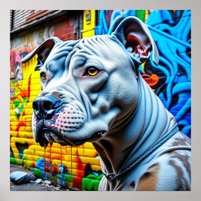Poster Urbano Grafite Street Art White Pitbull Lover (Frente)