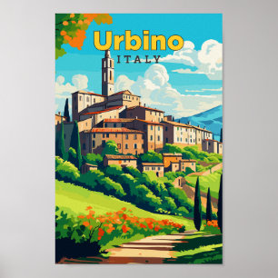 Poster Urbino Itália Viagem Art Ilustração Vintage