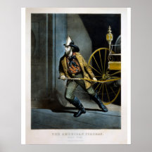 Urrier & Ives Lithograph - Bombeiro Americano Semp
