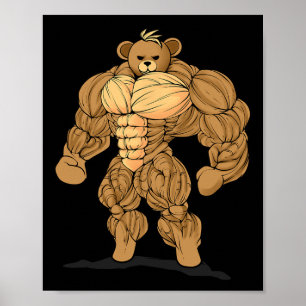 Poster Ursa de Esporte de Força para Fisiculturismo 