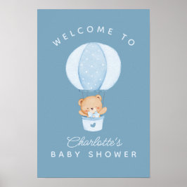 Poster Ursa de pelúcia simples balão azul