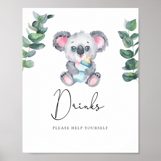Poster Ursa Koala Drinks ajude-se (Frente)