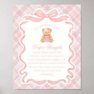 Poster Ursa Laço Coquete Rosa Pensamentos de Fralda Xadre