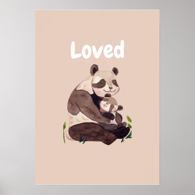 Poster Ursa Panda Fofa Amada Abraçando a Arte da Sala de  (Frente)