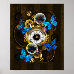 Poster Ursinhas Steampunk e Borboletas Azuis
