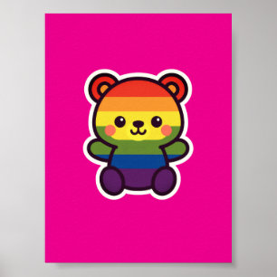 Poster Ursinho Arco-Íris Kawaii - Uma Esmagada LGBTQ+ Org