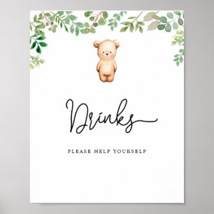 Poster ursinho Bebidas se sirva