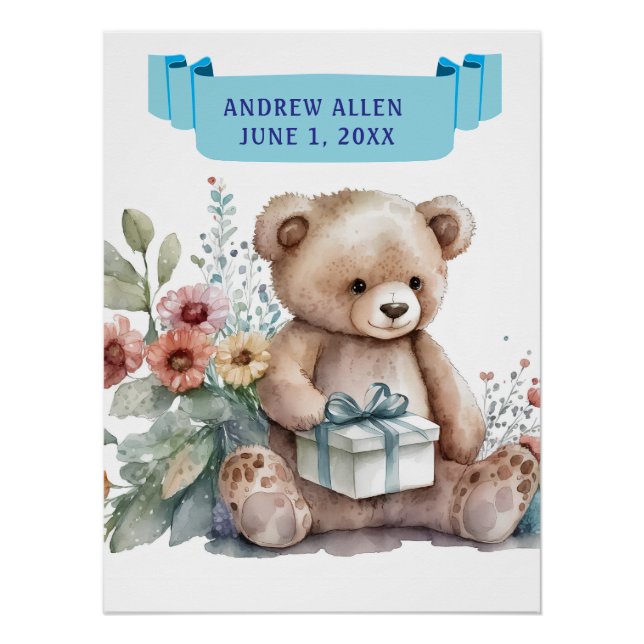 Póster URSINHO COM PACOTE DE PRESENTE COM NOME Aniversári (Frente)
