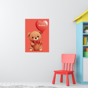 Poster Ursinho de Amor de Nome Personalizado
