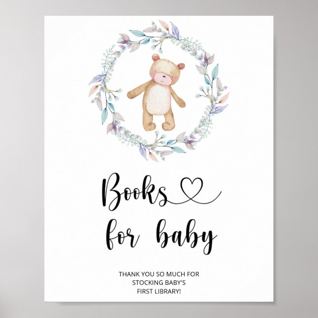 Poster Ursinho de aquarela, livros para bebê (Frente)