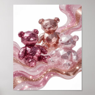 Poster Ursinhos de pelúcia de prata com TRÊS DIAMANTES