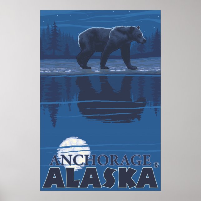 Póster Urso à Lua - Anchorage, Alasca (Frente)