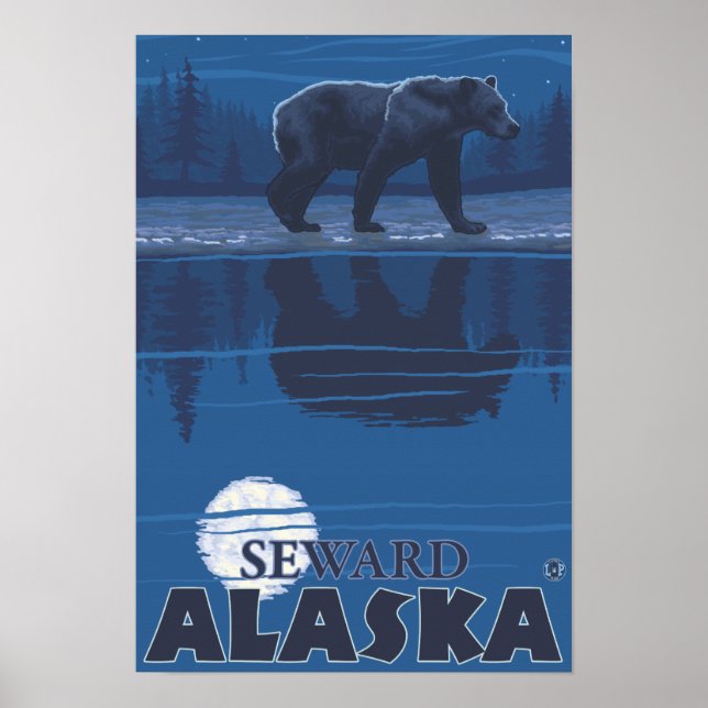 Póster Urso à Lua - Sento, Alasca (Frente)
