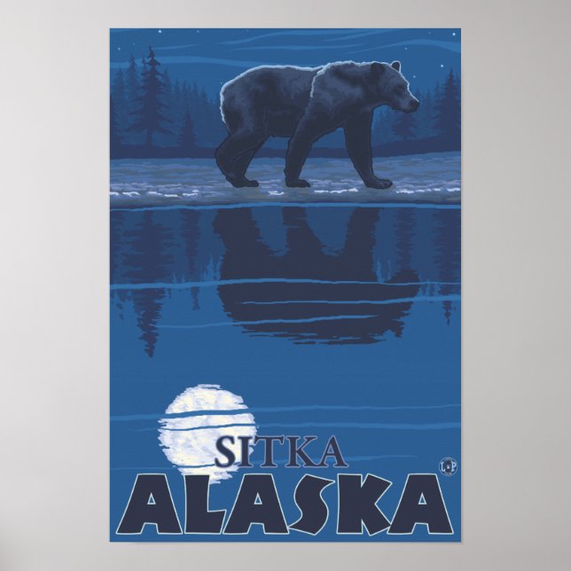Póster Urso à Lua - Sitka, Alasca (Frente)
