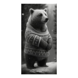 Póster Urso Adorável Vestindo um Suéter Louco