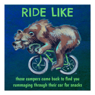 Póster Urso Andando um Poster de Motivação Bicicleta