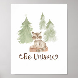 Poster Urso Aquarela Amigos da Floresta Seja Único Berçár
