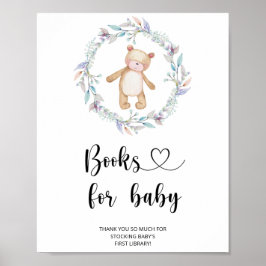Poster Urso aquarela, livros para bebê