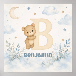 Poster Urso B Personalizado para Bebê Menino