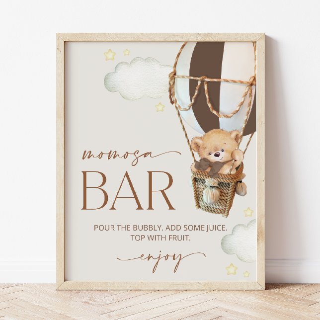 Poster Urso, Balão Marrom, Balão de Ar Quente, Bar Momosa (Criador carregado)