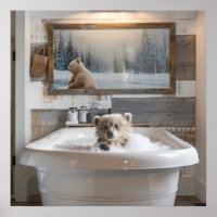 Urso Bebê na Banheira Arte de banheiro