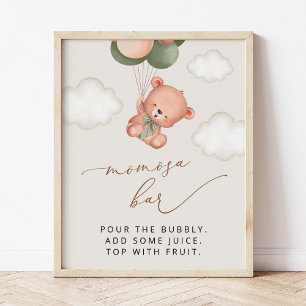 Poster Urso Bebê, Urso Teddy, Balões Verdes, Bar Momosa
