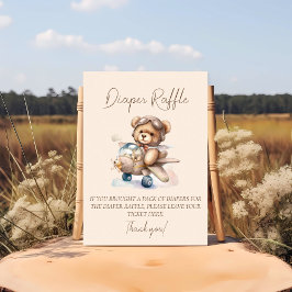 Poster Urso Boho Teddy Podemos esperar fralda rifa