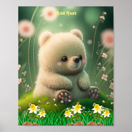 Poster Urso Bonito em Jardim Mel, Arte de Parede Personal