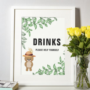 Poster Urso Bonito No Chá de fraldas Da Madeira