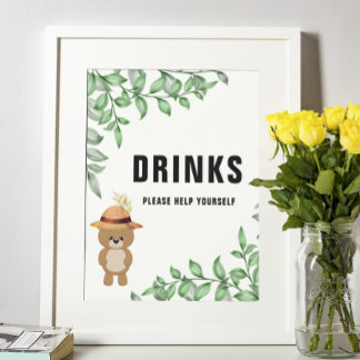 Poster Urso Bonito No Chá de fraldas Da Madeira
