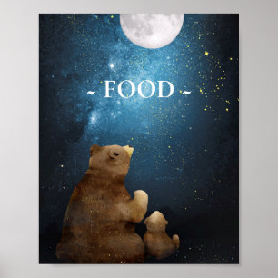 Poster Urso Bonito Sobre A Comida Da Lua