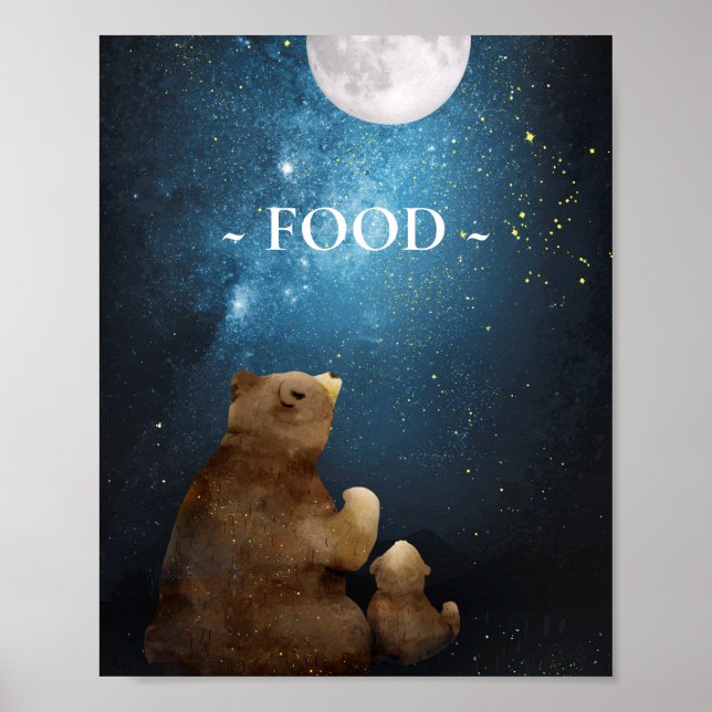 Poster Urso Bonito Sobre A Comida Da Lua (Frente)