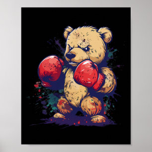 Poster Urso Boxeador Com Luvas de Boxe Kickboxing Boxe Di