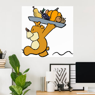 Poster Urso-Cachorro Carregando, Púltimo Colheita Festiva