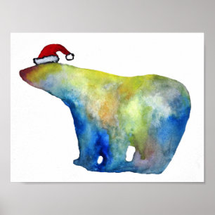 Poster Urso Cartaz de Valor de Arte em Aquarela do Papai 