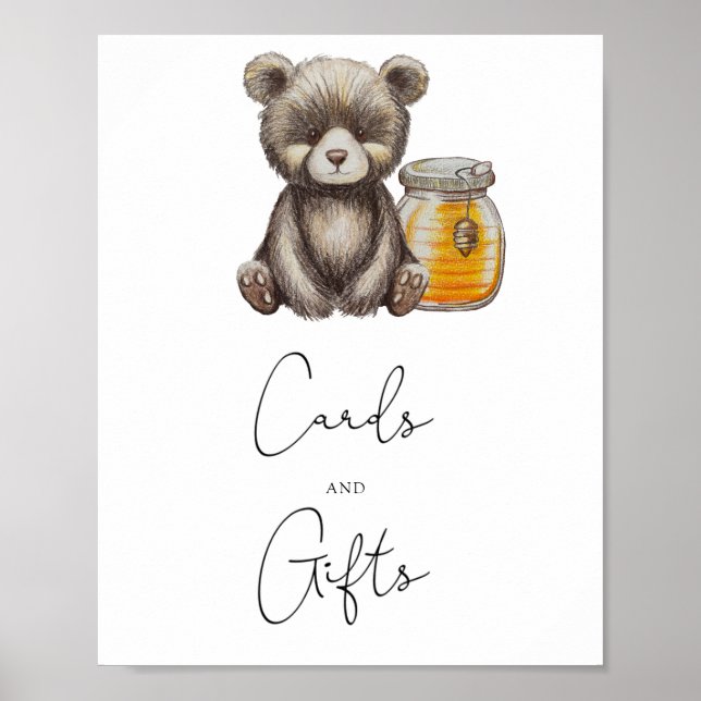 Poster Urso - cartões e chá de fraldas de presentes (Frente)