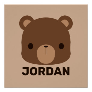 Póster Urso Castanho Bonito com Posto de Nome Personaliza