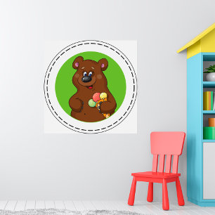 Poster Urso Castanho Com Sorvete