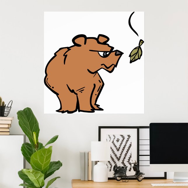 Poster Urso Castanho com Vida Selvagem Fora de Folha de o (Criador carregado)