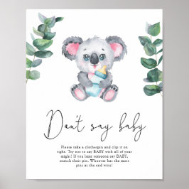 Poster Urso Coala Não diga bebê