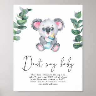 Poster Urso Coala Não diga bebê