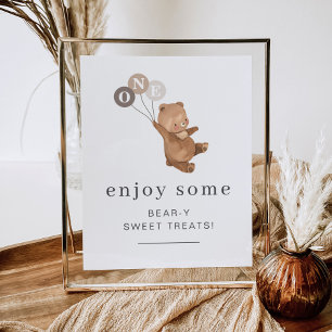 Poster Urso com 3 Balões Marrons