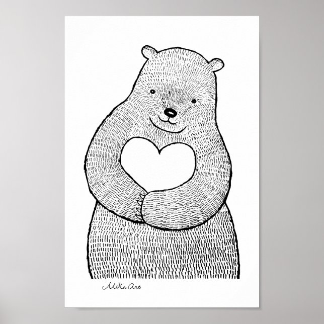 Poster Urso com grande urso Gentil, animal da floresta ca (Frente)