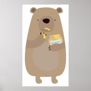 Poster Urso com pote de mel