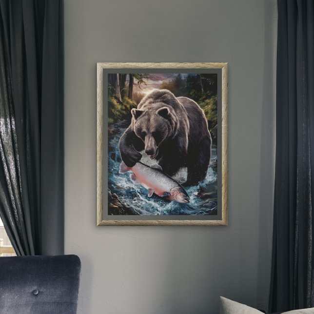 Poster Urso com um peixe imerso (Criador carregado)
