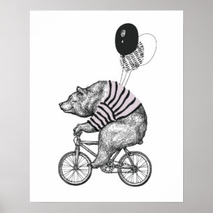Poster Urso da bicicleta do balão