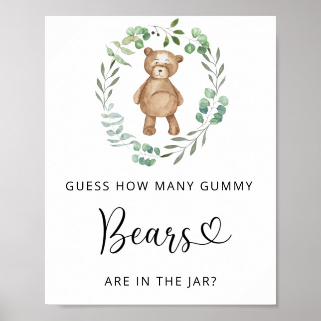 Poster Urso da floresta adivinhe quantos ursos de GUMMY  (Frente)