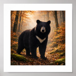 Poster Urso da Lua Japonês na Floresta de Outono – Impres