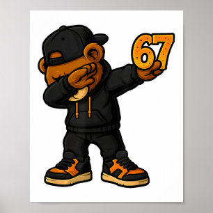 Poster Urso Dabbing 67 Meme Engraçado Brainrot Hip Hop Cr