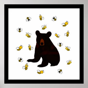 Poster Urso de Abelhas de Mel Pequeno
